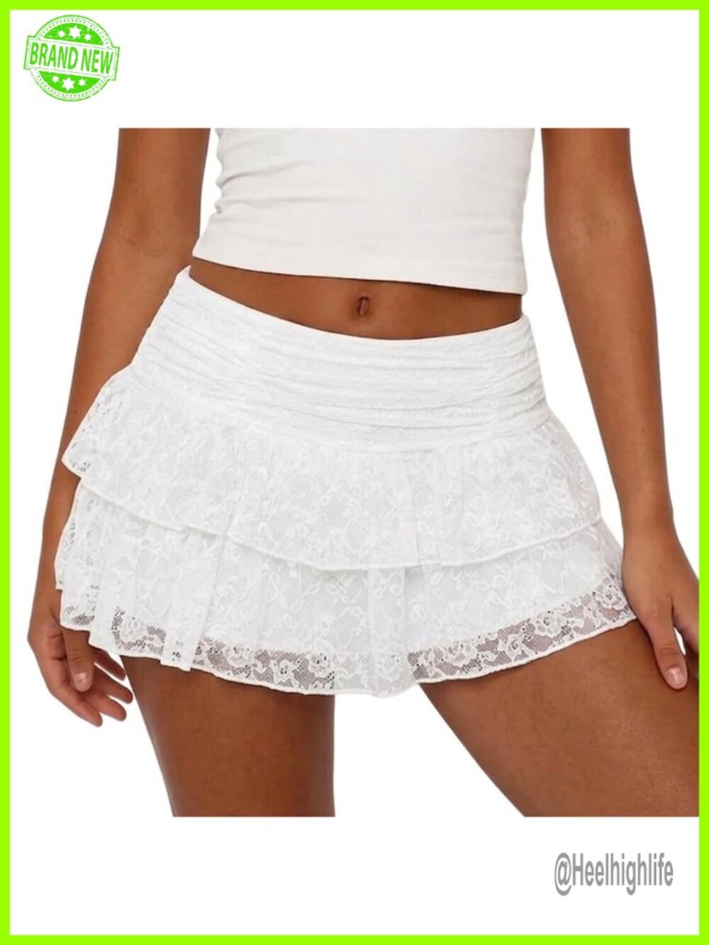 Lace Tiered Ruffled Mini Skirt Floral Lingerie Style A-Line Ruffle Hem